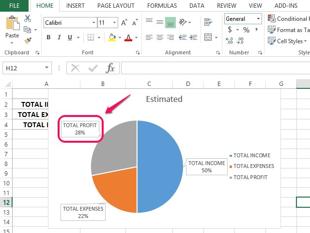 how to add percentage to pie chart in excel for mac
